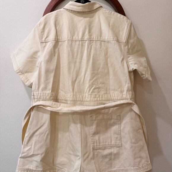 Future Collective Women’s Short Sleeve Utility Romper - Cream Size XXL - Picture 6 of 9